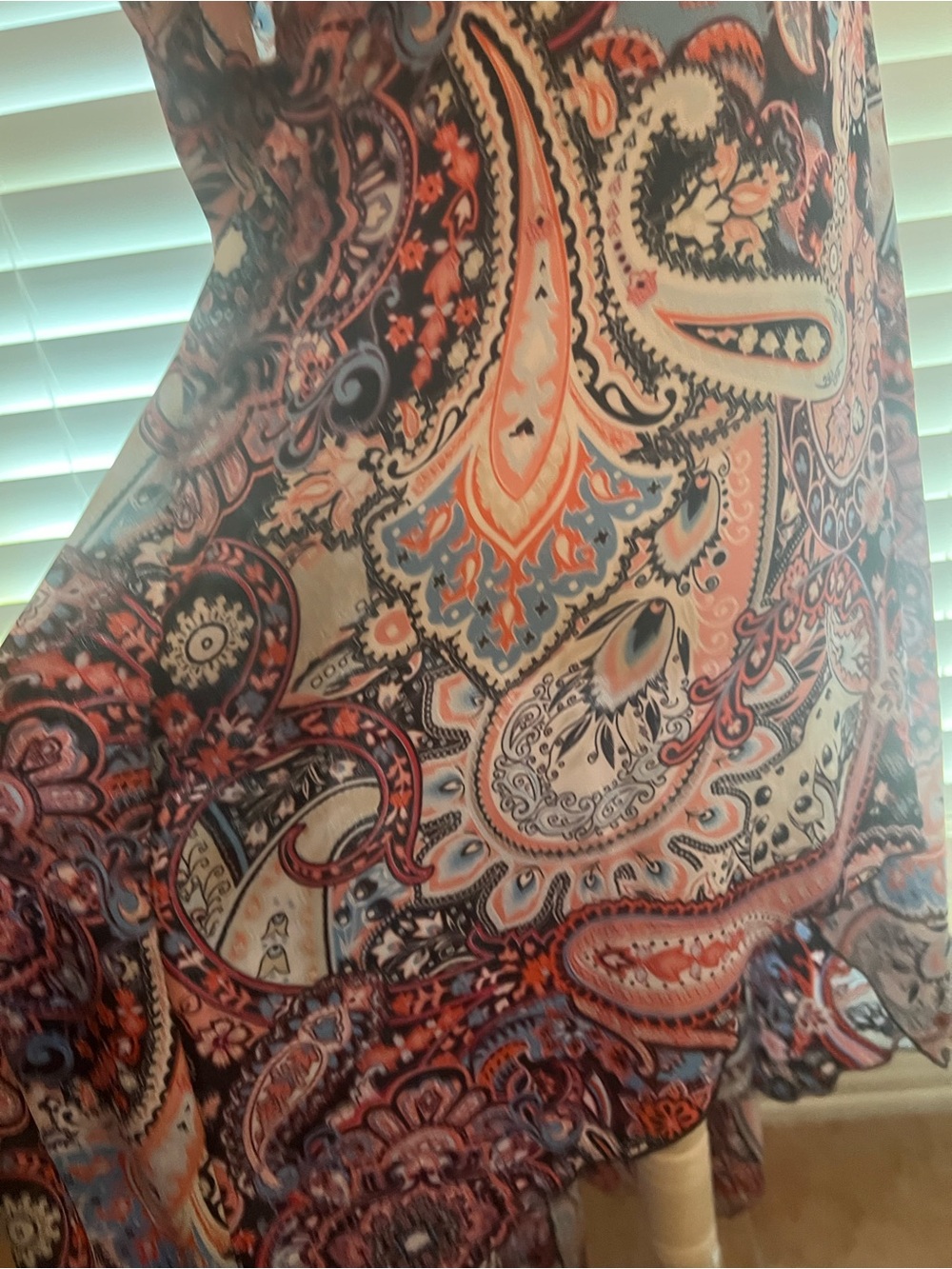 Women's Paisley Print Tunic Top in Coral and Black - Picture 8 of 10